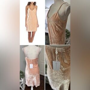 NWT WAYF Velvet Slip Dress Blush/Champagne Size Small